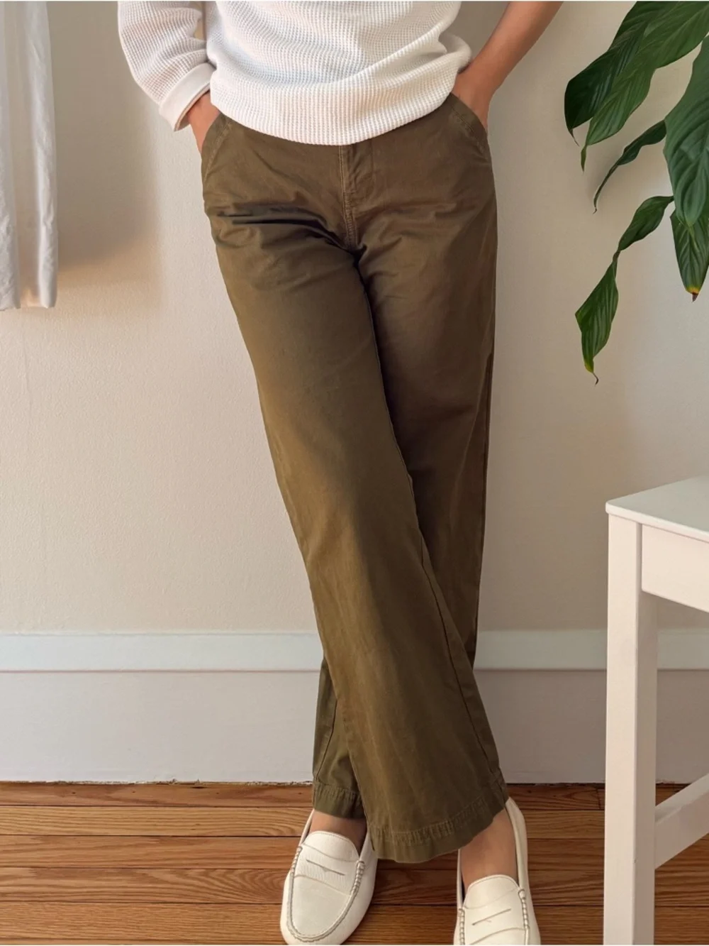 Pact Organic Cotton Olive Green Chino Style French Work Surplus Pants Size XS - Picture 8 of 12